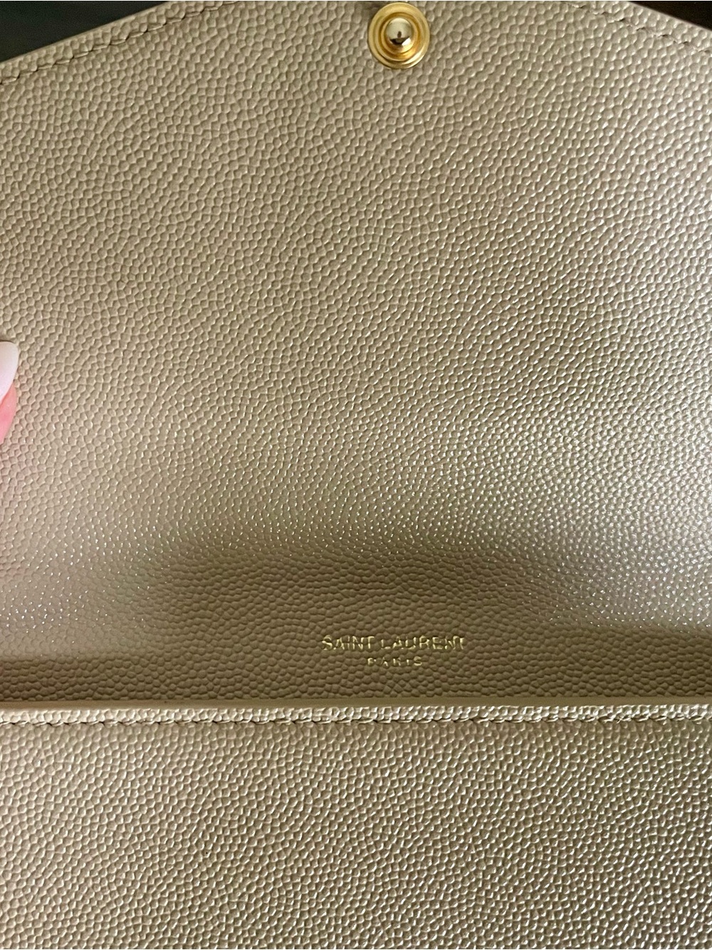 YSL DARK BEIGE UPTOWN CHAIN WALLET IN GRAIN DE POUDRE EMBOSSED LEATHER - Picture 7 of 14